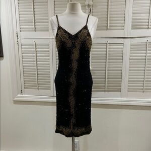 Silky Nites Elegant Black and Gold Women's Dress and Jacket